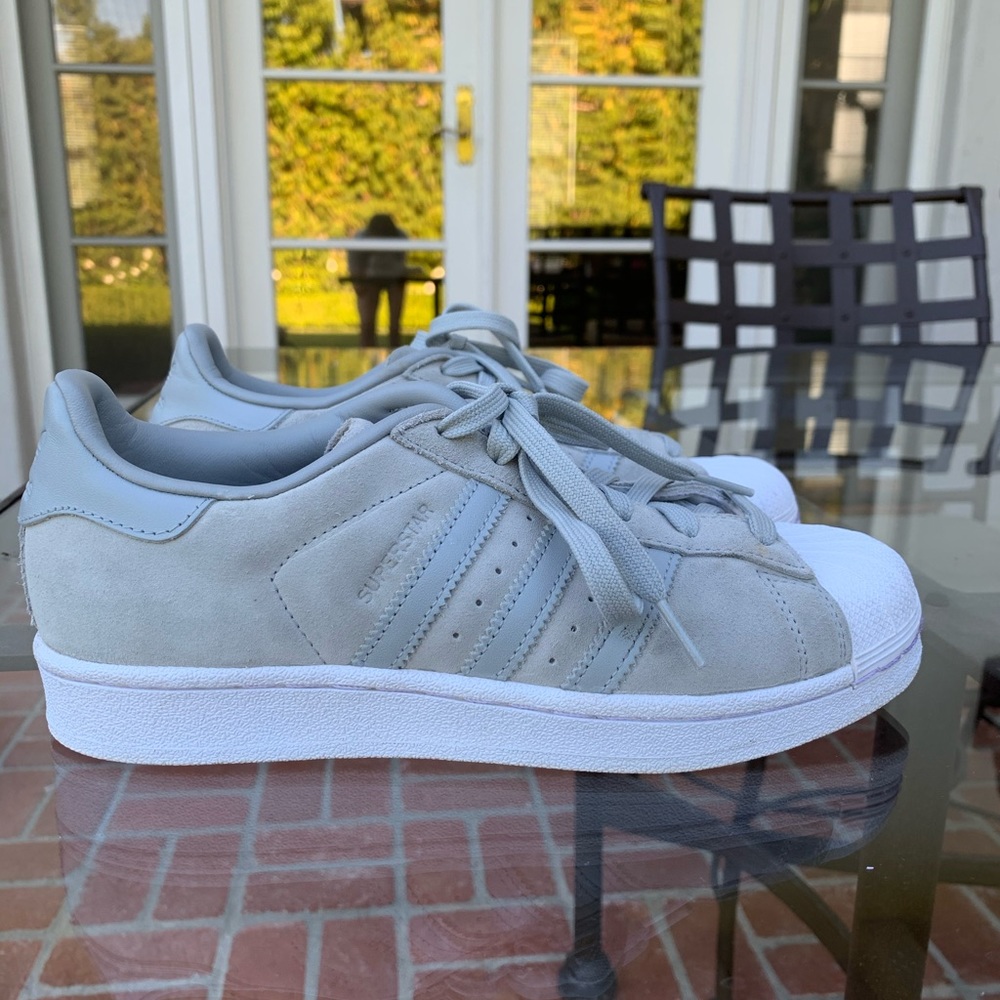 Adidas Originals Superstar 80s Gray Suede Shell Toe Sneakers